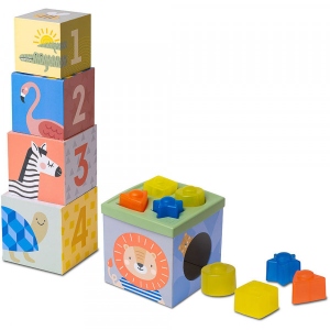 Сортер картонний Taf Toys пірамідка колекції "Саванна" - КУБІКИ АФРИКА (12725)