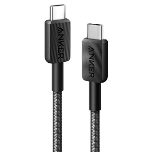 Кабель синхронізації даних Anker 322 USB-C to USB-C - 0.9m Nylon Black (A81F5G11)