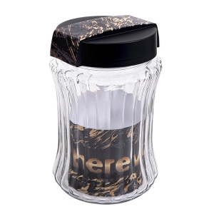 Ємність для сипучих Herevin Yellow Black Marble 1.25 л (190904-002)