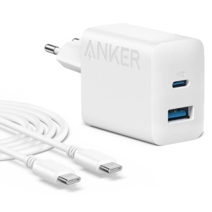 Мережевий зарядний пристрій Anker PowerPort 312 - 20W USB-C & USB-A + USB-C cable White (B2348G21)