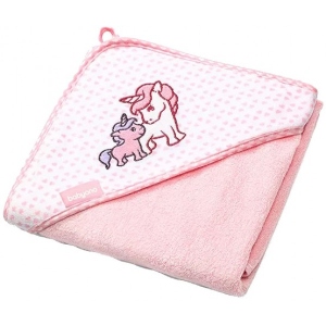 Рушник-куточок бамбукове дитяче BabyOno Єдиноріг, рожеве 100х100 (346/01)