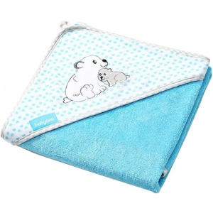 Рушник-куточок бамбукове дитяче BabyOno Ведмедик, блакитне 100х100 (346/02)