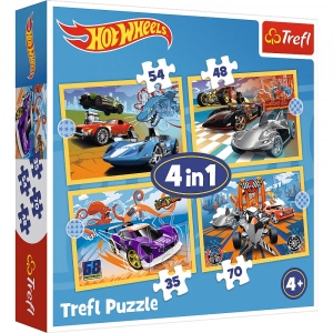 Пазли картонні (3-4 роки) Trefl "Супер авто" / Hot Wheels  (4в1) (34627)