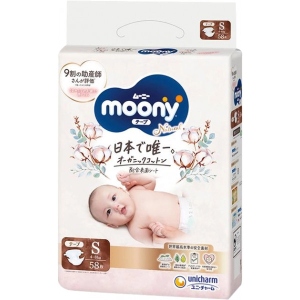 Одноразові підгузки Moony Natural Розмір S (4-8 кг), 58 шт. (4903111241149)