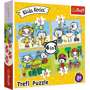 Пазли картонні (3-4 роки) Trefl "День кошення Кіті" (4в1)(34372)