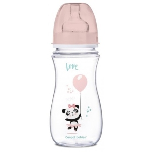 Пляшка для годування Canpol babies Антиколікова з широким горлом EasyStart - "Іграшки" рожева лялька, 300 мл. (35/222_pin)