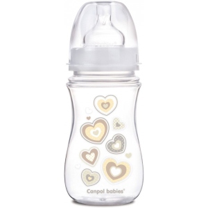 Пляшка для годування Canpol babies Антиколікова з широким горлом Easy Start Newborn Baby бежеві серця, 240 мл. (35/217_bei)