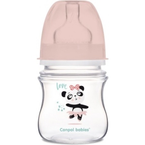 Пляшка для годування Canpol babies Антиколікова з широким горлом Easy Start - "Іграшки" рожева лялька, 120 мл. (35/220_pin)