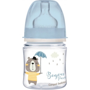 Пляшка для годування Canpol babies антиколікова з широким горлом PP Easy Start Bonjour Paris - синя, 120 мл. (35/231_blu)