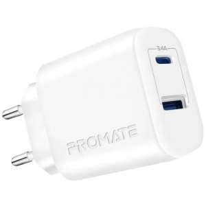 Мережевий зарядний пристрій Promate Biplug-2 White