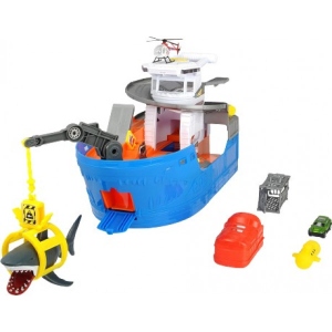 Грузовой водный транспорт DICKIE TOYS "Катер. Охота на акул", с шлюпкой, и аксес., Со звук. и свет. эффектами, 3+ (377 9001)