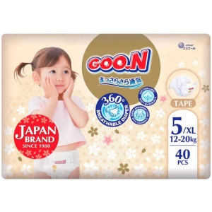 Одноразові підгузки Goo.N Premium Soft на липучках Размер 5(XL) (12-20 кг), 40 шт. (F1010101-150) фірмовий сайт
