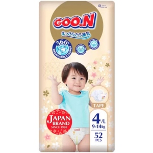 Одноразові підгузки Goo.N Premium Soft на липучках Розмір 4(L) (9-14 кг), 52 шт. (F1010101-155) в Україні