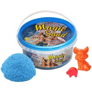 Кінетичний пісок Strateg Magic sand блакитний з ароматом чорниці. Відро 350 гр. (370-10)
