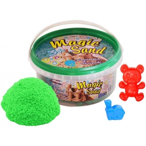 Кінетичний пісок Strateg Magic sand світитися в темряві, м'ятний. Відро 350 гр. (370-9)