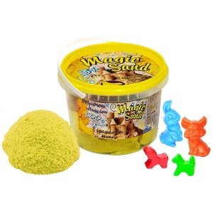 Кінетичний пісок Strateg Magic sand жовтий з ароматом банана. Відро 0,5 кг (371-12)