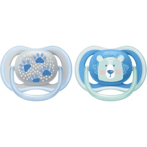 Ортодонтична пустушка Philips Avent Ultra Air "Animal", 6-18 міс., голуба, 2 шт. (SCF085/03)
