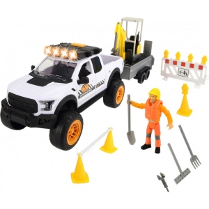 Наземна будівельна техніка DICKIE TOYS Плейлайф. Будівництво дороги, авто з трейлер., Фігурка., Акс., Звук. і світ. еф., 3+ (383 8004)