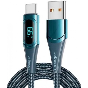 Кабель синхронізації даних Essager LED Digital Display Type C 6A Fully compatible USB Cable USB A to Type C 2m Blue (ES-XCT-YDA03)
