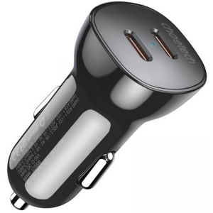 Автомобільний зарядний пристрій Choetech 40W 2 USB-C Black (TC0008-BK)