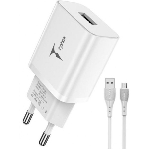 Мережевий зарядний пристрій T-phox Pocket USB+Type-C cable (TCC-124 (W)+Type-C)