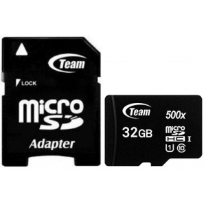 Карта пам'яті Team MicroSDHC 32GB UHS-I Class 10 Team Black + SD-adapter (TUSDH32GCL10U03)