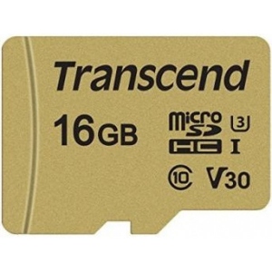 Карта пам'яті Transcend microSDHC 500S 16GB UHS-I U3 + adapter (TS16GUSD500S) фірмовий сайт