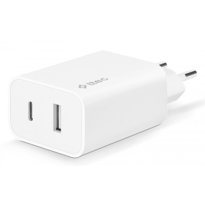 Мережевий зарядний пристрій Ttec SmartCharger Duo USB-C/USB-A 2.4А/12Вт White (2SCS25B)