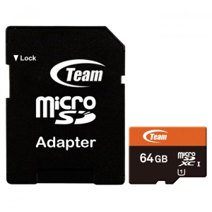 Карта пам'яті Team MicroSDXC 64GB UHS-I + SD-adapter (TUSDX64GUHS03)