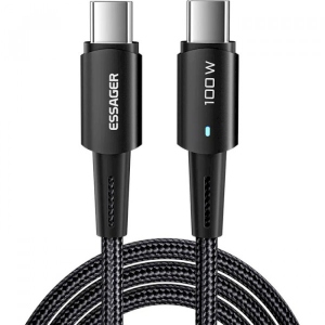 Кабель синхронізації даних Essager Sunset 100W USB charging&data cable Type-C to Type-C 0.5m Black (EXCTT1-CGB01)