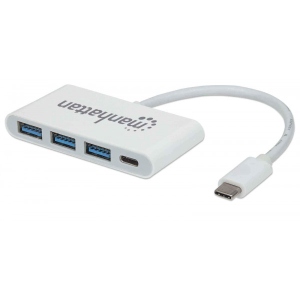 Хаб USB Manhattan Type-C 4-port 3.1 Gen 1 with Power Delivery White (163552)