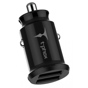 Автомобільний зарядний пристрій T-phox Charger Set 2.4A Dual+MicroUSB cable 1.2m Black