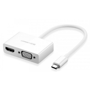 Кабель HDMI UGREEN MM123 USB Type C to HDMI+VGA Converter White (30843)
