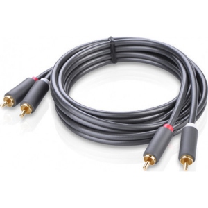 Кабель 3.5 мм - RCA UGREEN AV104 2RCA to 2RCA Audio Cable, 2 m Black (10518)