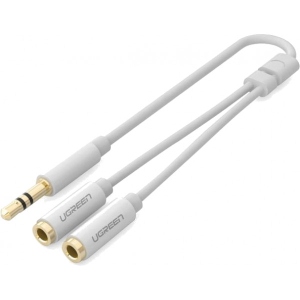 Кабель 3.5 мм -3.5 мм UGREEN AV134 3.5mm M - 2x3.5mm F Audio Splitter 20 cm White (UGR-10739)