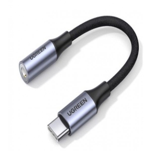 Перехідник аудіо UGREEN AV161 USB Type-C Male to 3.5mm Female 10cm Space Gray (80154)