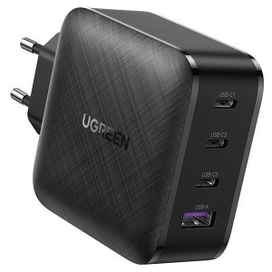 Мережевий зарядний пристрій UGREEN CD224 65W USB + 3xType-C PD GaN Charger Black (70774)