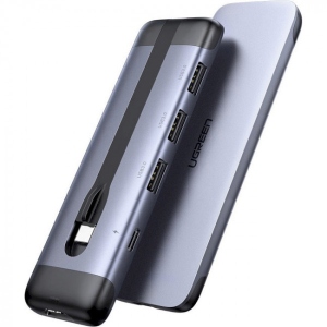 Док-станція UGREEN CM285 USB3.0 Type-C-HDMI/USB 3.0x3/HDMI/Type-c PD Gray (70408)