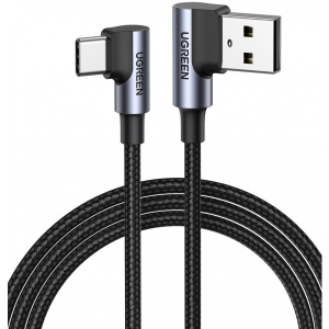Кабель синхронізації даних UGREEN US176 Angled USB 2.0 to Angled USB Type-C 0.5m Black (20855)