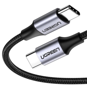 Кабель синхронізації даних UGREEN US261 Type-C-Type-C 3A Cable Alum. Braid 1m Gray\Black (50150)