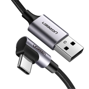 Кабель синхронізації даних UGREEN US284 USB - Type-C Cable Angled Alum. Braid 1 m Black (50941)