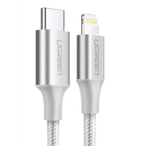 Кабель синхронізації даних UGREEN US304 Lightning To Type-C 2.0 Male 1.5m White (70524)