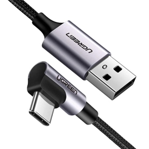 Кабель синхронізації даних UGREEN US284 USB 2.0 to Angled USB Type-C 0.5m Black (50940)