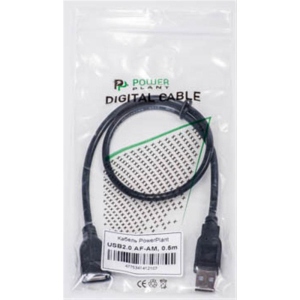 Кабель USB type A - USB type A PowerPlant USB 2.0 AF-USB 2.0 AM 0.5m Black (KD00AS1210)