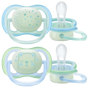 Ортодонтична пустушка Philips Avent Ultra Air Нічна 0-6 м для хлопчиків/нейтральна 2 шт (SCF376/11)