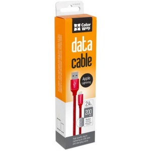 Кабель синхронізації даних Colorway USB 2.0 AM to Lightning 2.0m Red (CW-CBUL007-RD)