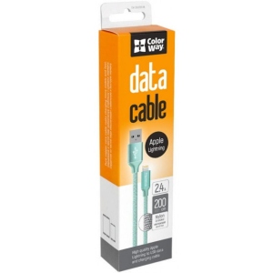 Кабель синхронізації даних Colorway USB 2.0 AM to Lightning 2.0m Mint (CW-CBUL007-MT)