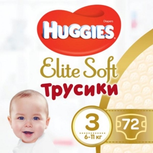 Одноразові підгузки-трусики Huggies Elite Soft Pants M Розмір 3 (6-11 кг), Giga 72 шт. (5029053548333)