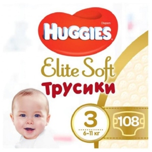 Одноразові підгузки-трусики Huggies Elite Soft Pants M Розмір 3 (6-11 кг), Box 108 шт. (5029053547091)