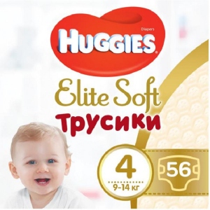 Одноразові підгузки-трусики Huggies Elite Soft Pants L Розмір 4 (9-14 кг), Giga 56 шт. (5029053548340)